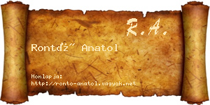 Rontó Anatol névjegykártya